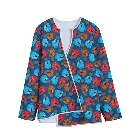 Boxing Gloves Pattern Print Long Sleeve Short Coat