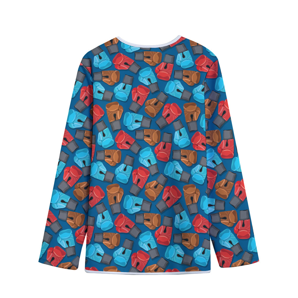 Boxing Gloves Pattern Print Long Sleeve Short Coat