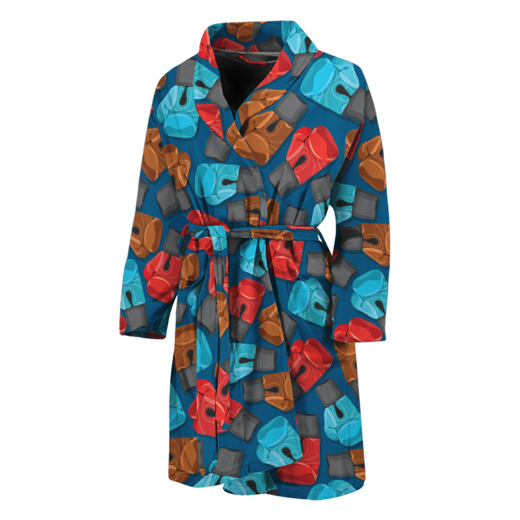Boxing Gloves Pattern Print Men's Bathrobe