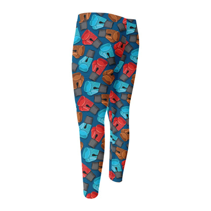 Boxing Gloves Pattern Print Men's Compression Pants
