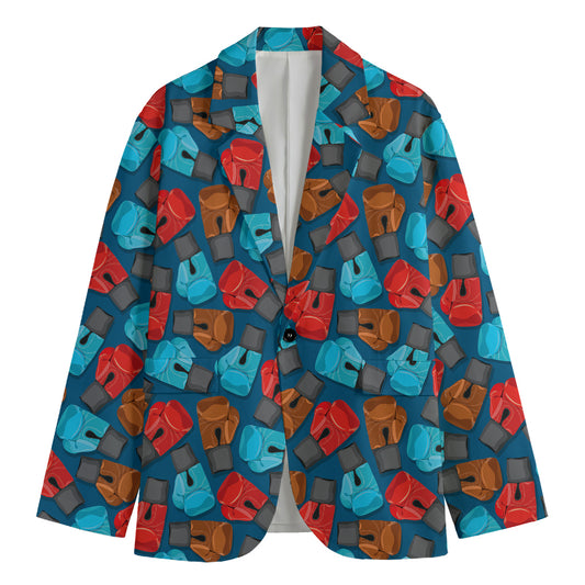 Boxing Gloves Pattern Print Men's Cotton Blazer