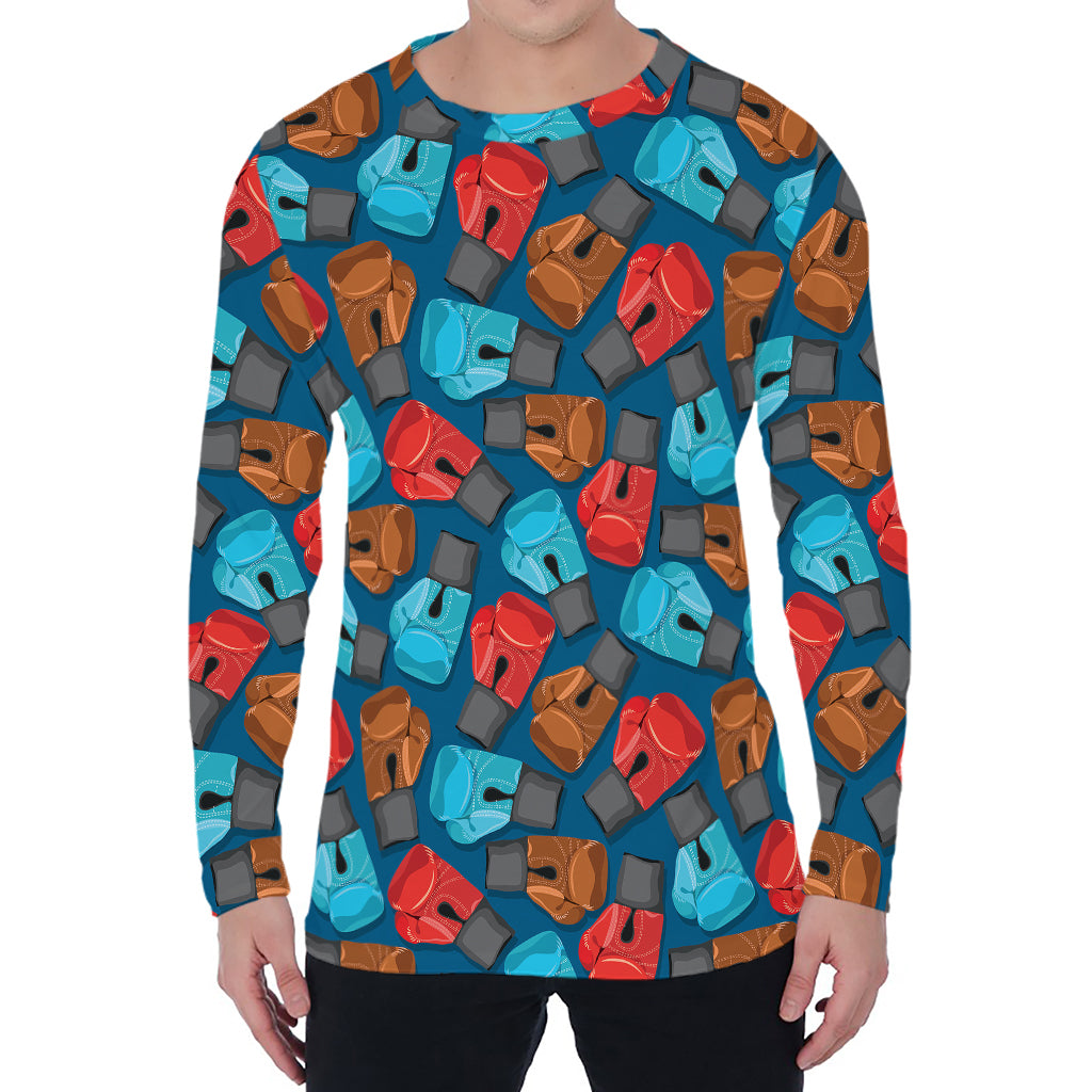 Boxing Gloves Pattern Print Men's Long Sleeve T-Shirt