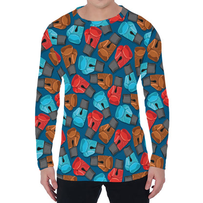 Boxing Gloves Pattern Print Men's Long Sleeve T-Shirt
