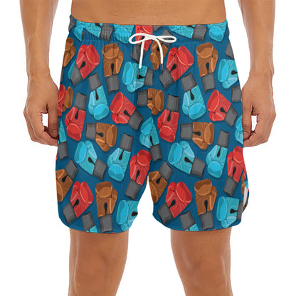 Boxing Gloves Pattern Print Men's Split Running Shorts