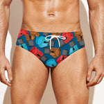 Boxing Gloves Pattern Print Men's Swim Briefs