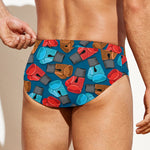 Boxing Gloves Pattern Print Men's Swim Briefs