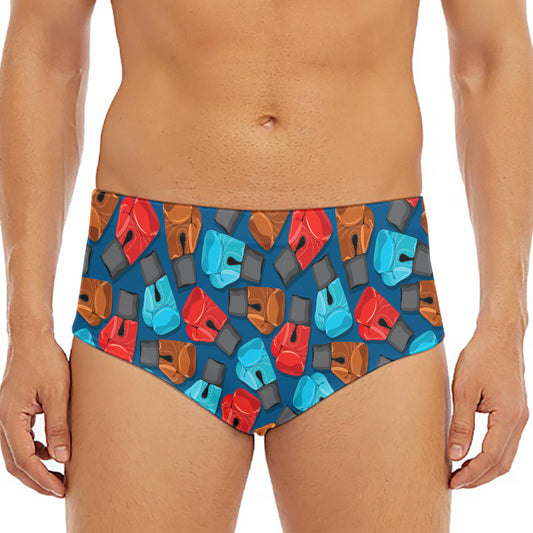 Boxing Gloves Pattern Print Men's Triangle Swim Briefs