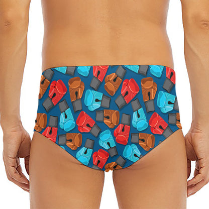 Boxing Gloves Pattern Print Men's Triangle Swim Briefs