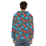 Boxing Gloves Pattern Print Men's Velvet Pullover Hoodie