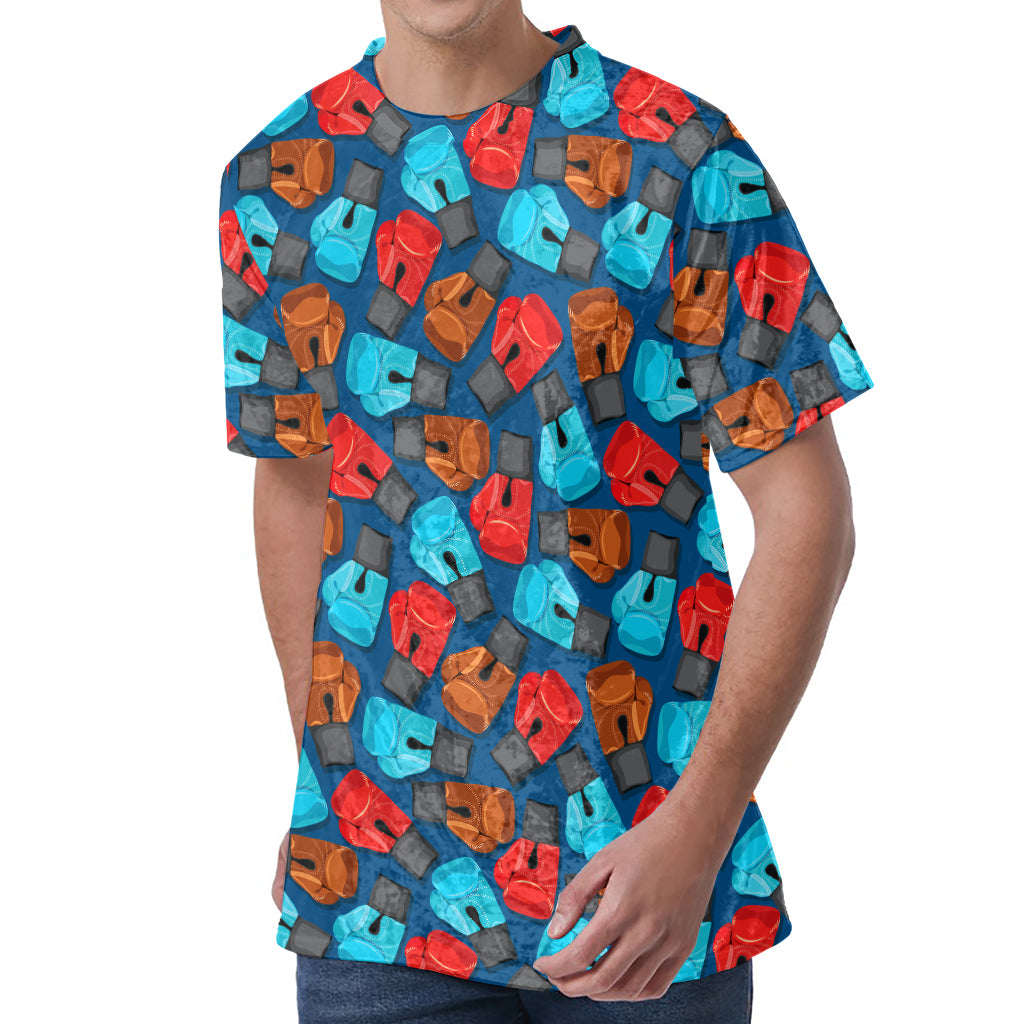 Boxing Gloves Pattern Print Men's Velvet T-Shirt