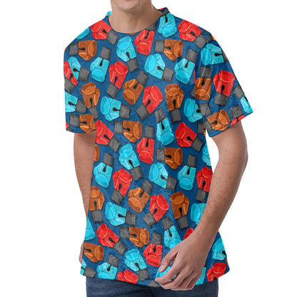 Boxing Gloves Pattern Print Men's Velvet T-Shirt