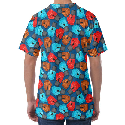 Boxing Gloves Pattern Print Men's Velvet T-Shirt