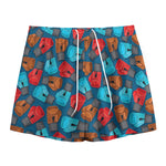 Boxing Gloves Pattern Print Mesh Shorts