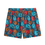 Boxing Gloves Pattern Print Mesh Shorts
