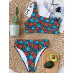 Boxing Gloves Pattern Print One Shoulder Bikini Top