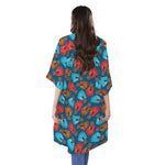 Boxing Gloves Pattern Print Open Front Beach Cover Up