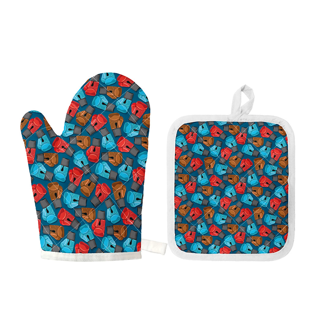Boxing Gloves Pattern Print Oven Mitt And Pot Holder Set