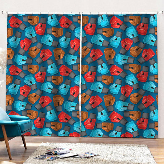 Boxing Gloves Pattern Print Pencil Pleat Curtains