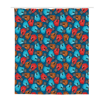 Boxing Gloves Pattern Print Polyester Shower Curtain