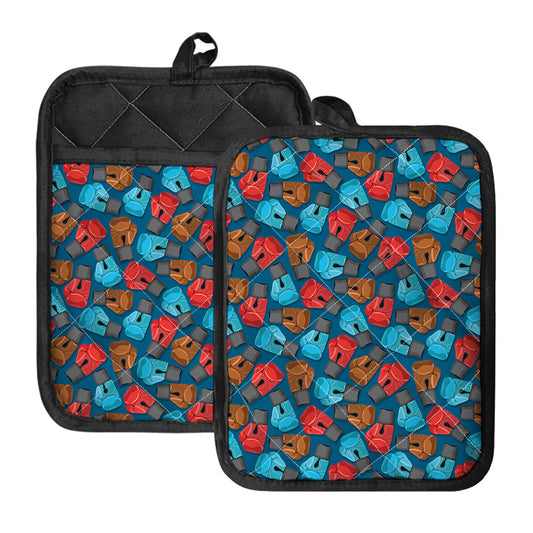 Boxing Gloves Pattern Print Pot Holders With Pocket