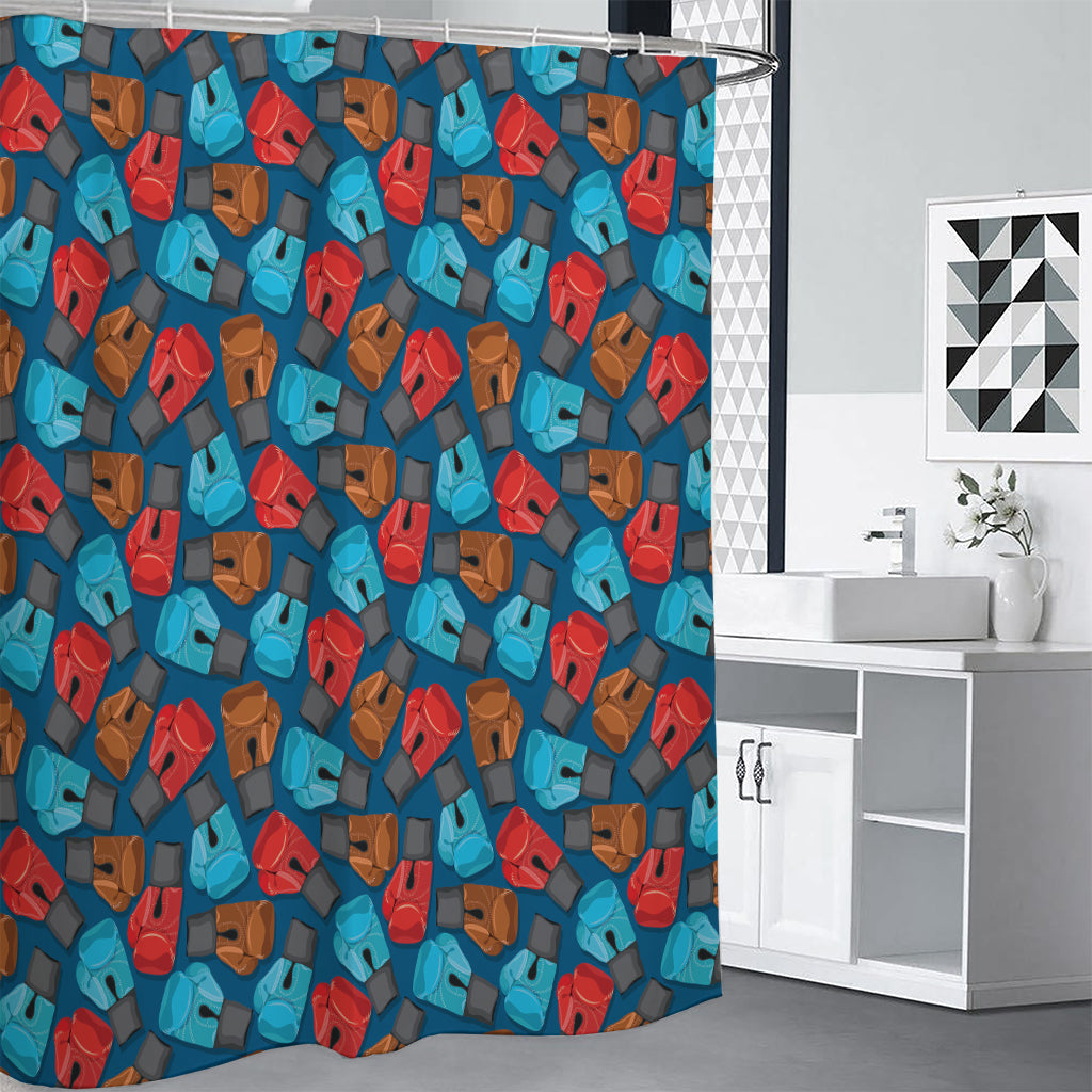 Boxing Gloves Pattern Print Premium Shower Curtain