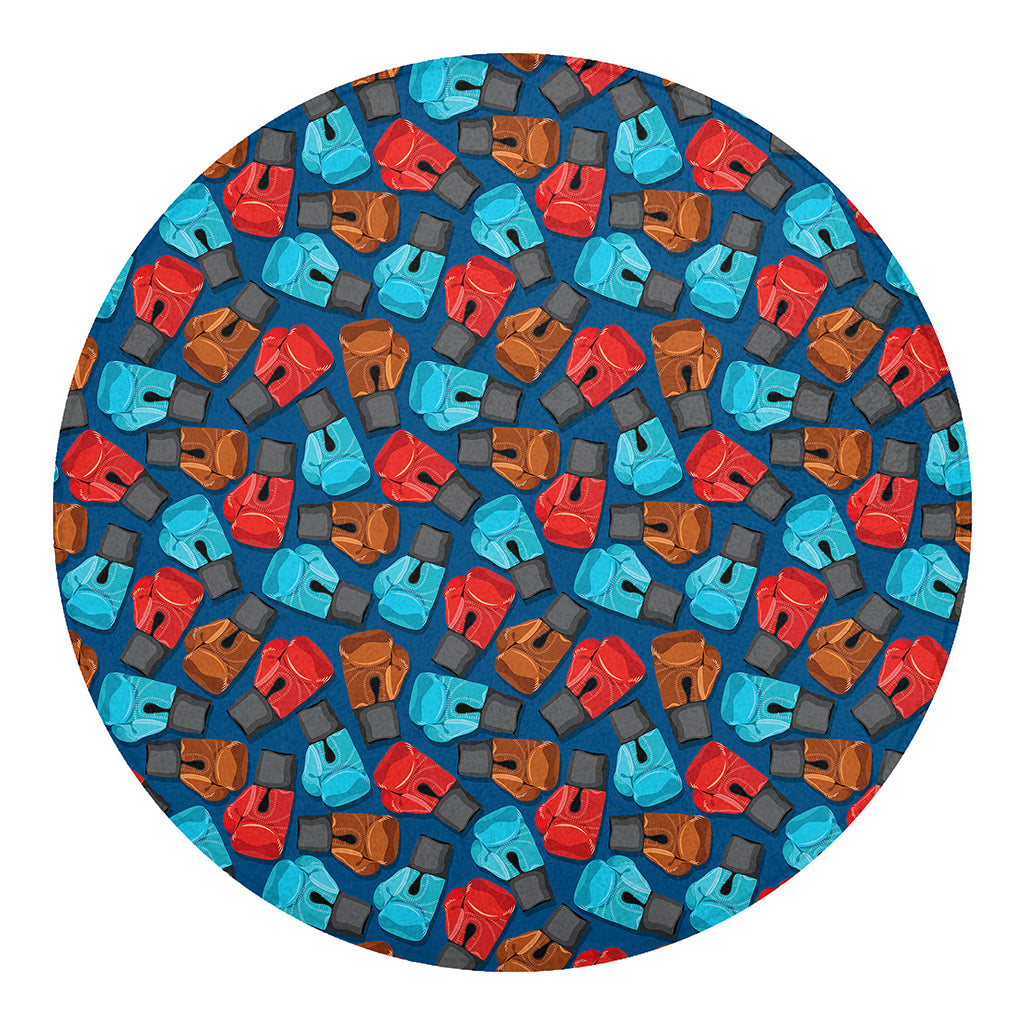 Boxing Gloves Pattern Print Round Blanket