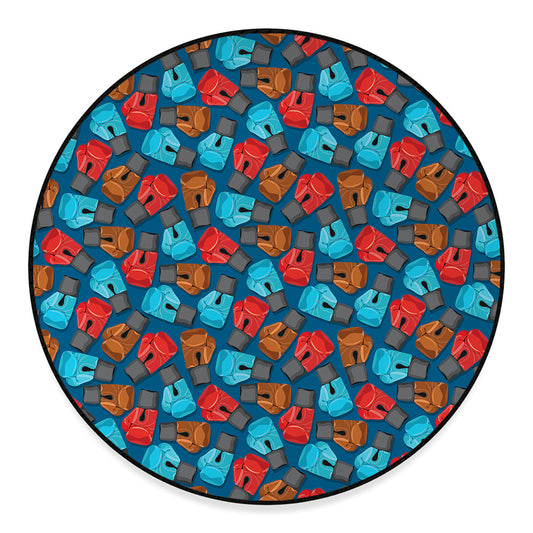 Boxing Gloves Pattern Print Round Floor Mat