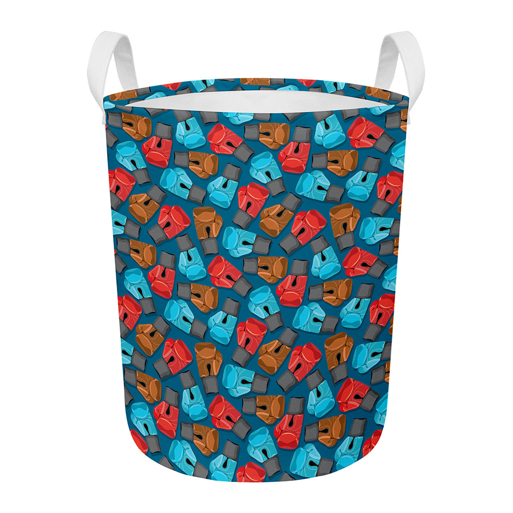Boxing Gloves Pattern Print Round Laundry Basket
