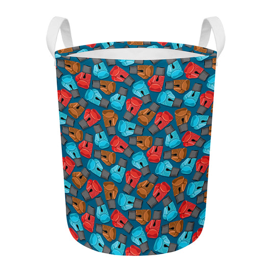 Boxing Gloves Pattern Print Round Laundry Basket