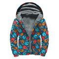 Boxing Gloves Pattern Print Sherpa Lined Zip Up Hoodie