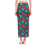 Boxing Gloves Pattern Print Side Slit Maxi Skirt