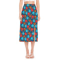 Boxing Gloves Pattern Print Side Slit Midi Skirt