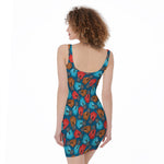 Boxing Gloves Pattern Print Sleeveless Bodycon Dress
