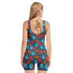 Boxing Gloves Pattern Print Sleeveless One Piece Swimsuit