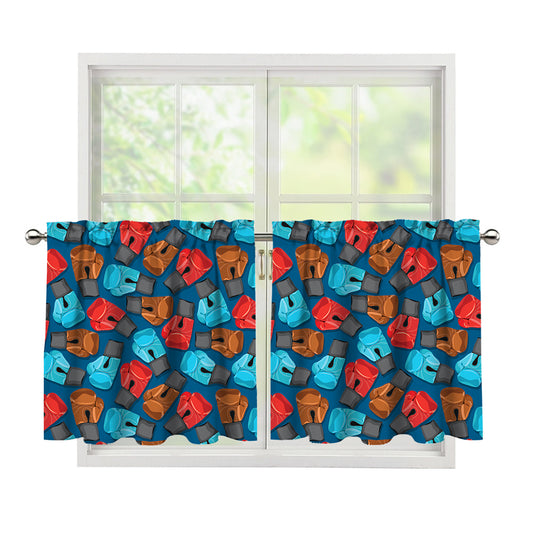 Boxing Gloves Pattern Print Tier Curtains