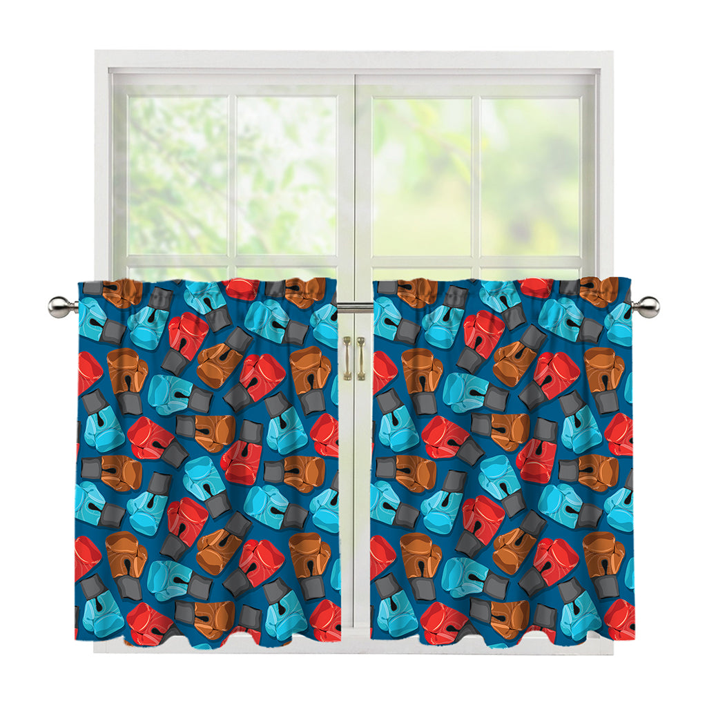 Boxing Gloves Pattern Print Tier Curtains
