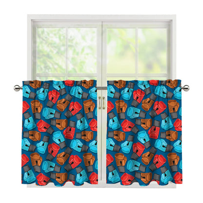Boxing Gloves Pattern Print Tier Curtains