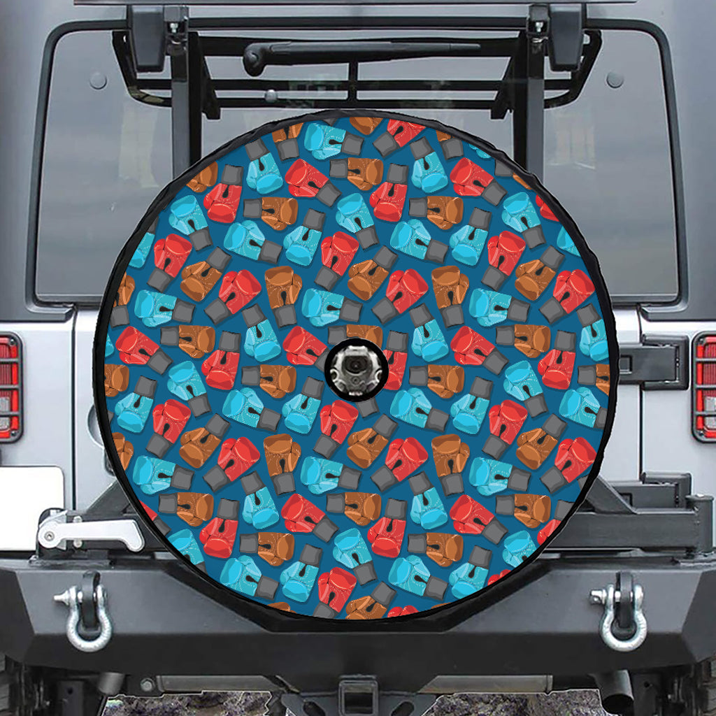 Boxing Gloves Pattern Print Tire Cover With Camera Hole