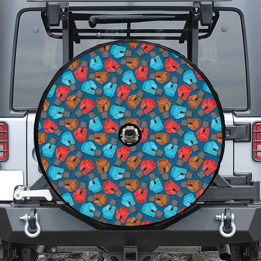 Boxing Gloves Pattern Print Tire Cover With Camera Hole