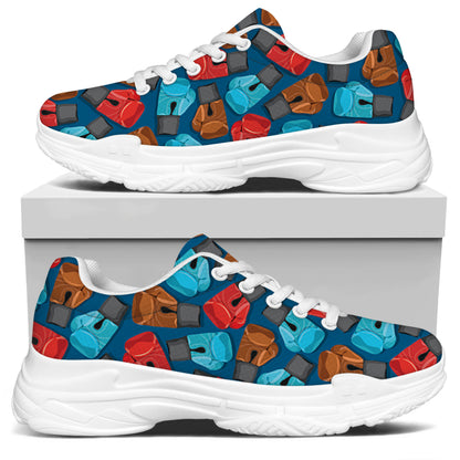 Boxing Gloves Pattern Print White Chunky Shoes