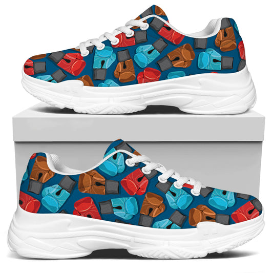 Boxing Gloves Pattern Print White Chunky Shoes
