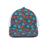 Boxing Gloves Pattern Print White Mesh Trucker Cap