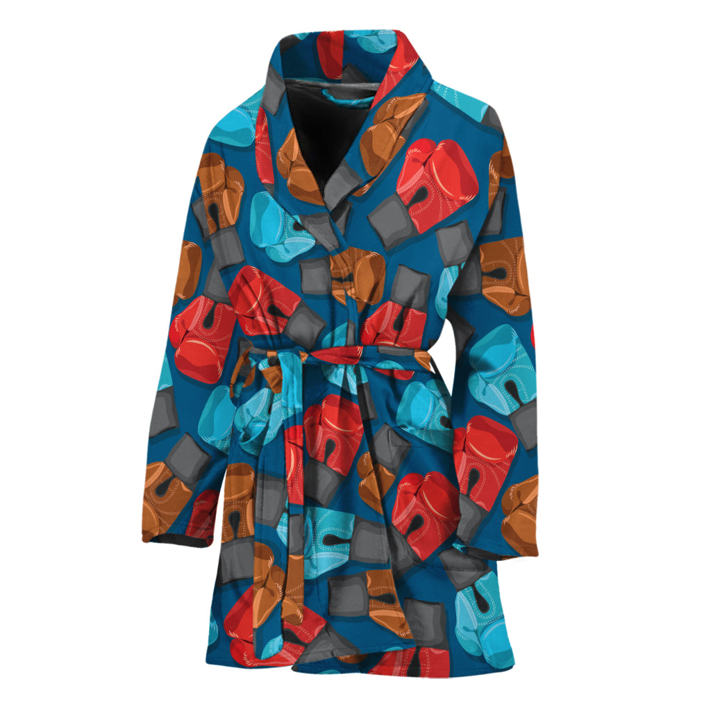 Boxing Gloves Pattern Print Women's Bathrobe