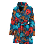 Boxing Gloves Pattern Print Women's Bathrobe