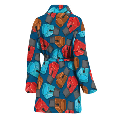 Boxing Gloves Pattern Print Women's Bathrobe