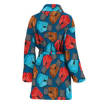 Boxing Gloves Pattern Print Women's Bathrobe