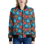 Boxing Gloves Pattern Print Women's Bomber Jacket