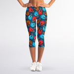 Boxing Gloves Pattern Print Women's Capri Leggings