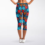 Boxing Gloves Pattern Print Women's Capri Leggings