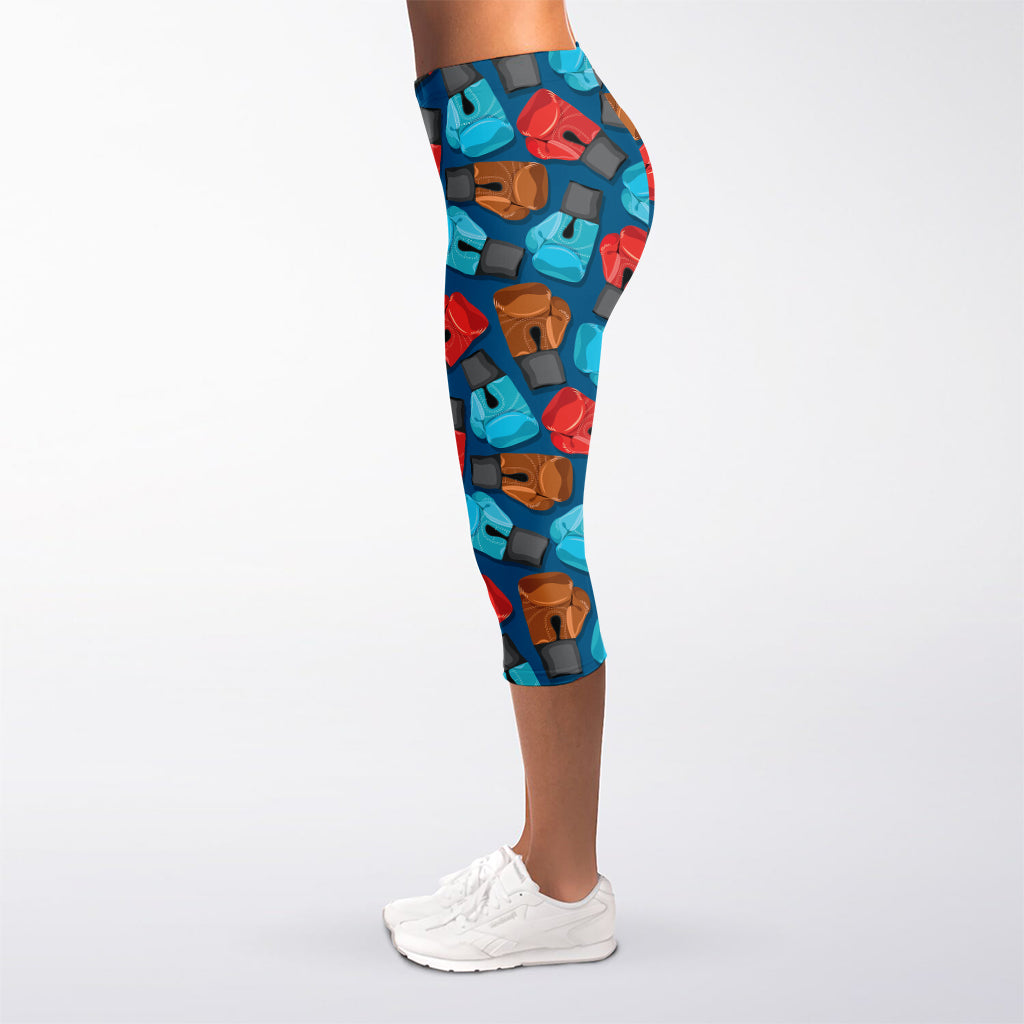 Boxing Gloves Pattern Print Women's Capri Leggings